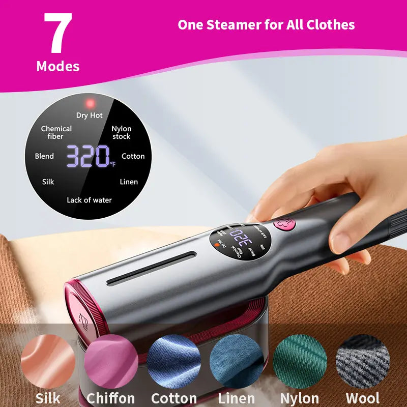 Dr.Flash Garment Steamer for Clothes, Portable Travel Clothing Steamer Iron, 7 Mode with LED Display, 5S Fast Heating, 90° Swivel Handle