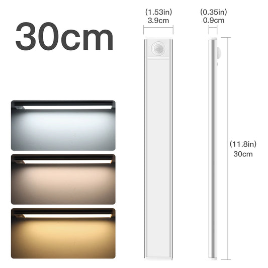 High Capacity Battery USB Rechargeable LED Light Bar Aluminium Motion Sensor Magnetic Strip for Stairs Closet Cabinet Night Lamp