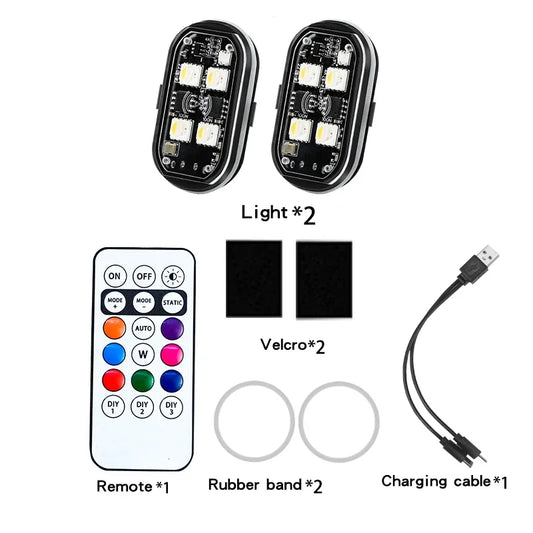 Wireless Light Aircraft Airplane Helicopter Warning Lights RGB Led Strobe Lights Motorcycle Lights LED Flash with USB Charging